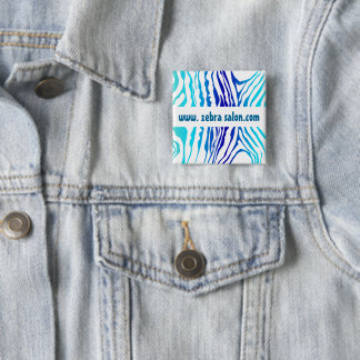 Turquoise Blue Classy Zebra Pattern Professional 15 Cm Square Badge