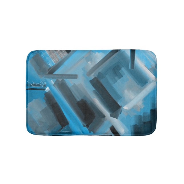 Turquoise blue Contemporary Art Abstract Painting Bath Mat (Front)