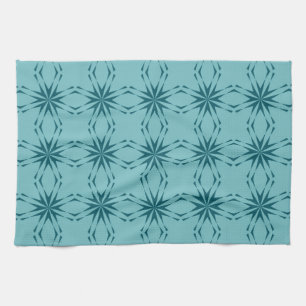 Turquoise blue, cool, trendy flower abstraction tea towel
