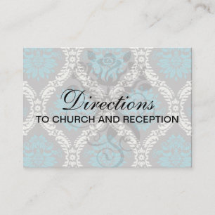 turquoise blue cream and brown lovely damask enclosure card