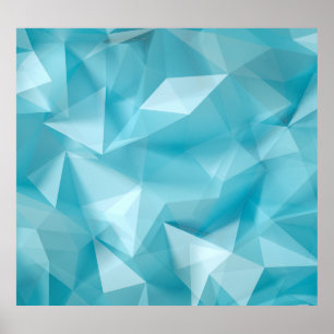 Turquoise Blue Crystals Triangles Background Poster