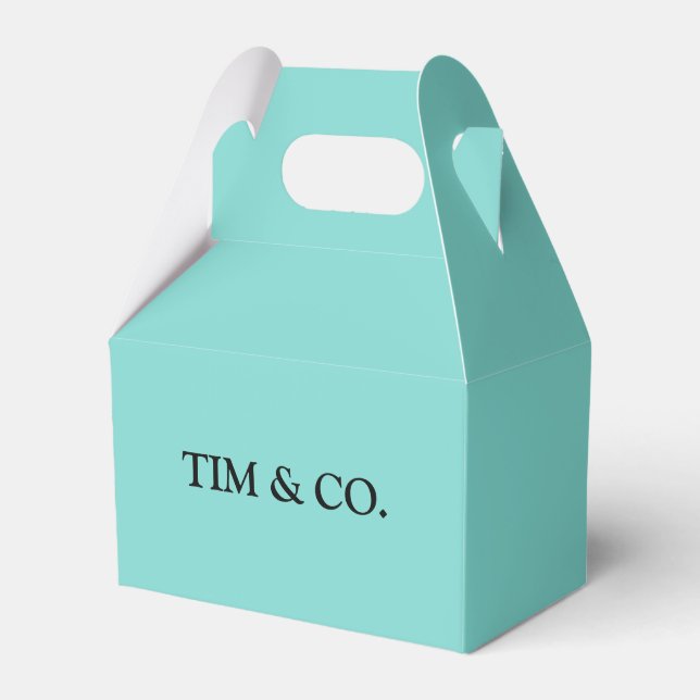 TURQUOISE BLUE CUSTOM CUSTOMIZABLE FAVOUR BOX (Front Side)