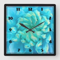 Turquoise Blue Dahlia Flower in Watercolor