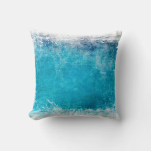turquoise blue distressed painted design abstract cushion