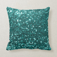 Turquoise Blue Faux Glitter Print Aqua Teal