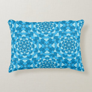 Turquoise blue floral geometric seamless pattern i decorative cushion
