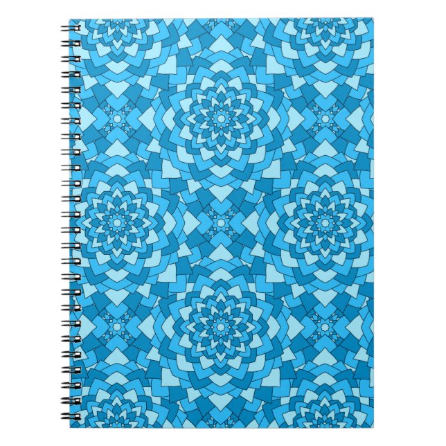 Turquoise blue floral geometric seamless pattern i notebook (Front)