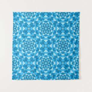 Turquoise blue floral geometric seamless pattern i tapestry