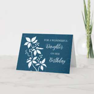 Turquoise Blue Flowers Daughter Birthday Card