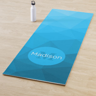 Turquoise blue geometric mesh pattern Monogram Yoga Mat