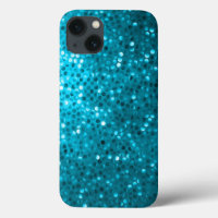 Turquoise Blue Glitter & Sparkles Print