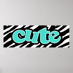 Turquoise; Blue Green CUTE; zebra stripes Poster