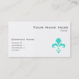Turquoise, Blue-Green Fleur-de-lis Business Card