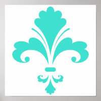 Turquoise, Blue-Green Fleur-de-lis