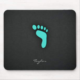 Turquoise, Blue-Green Footprint Mouse Pad
