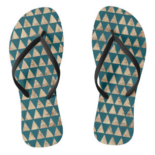 Turquoise blue green gold triangles  jandals