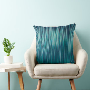 Turquoise Blue Green Graphic Pleat Stripe Pattern Cushion