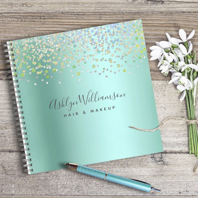 Turquoise blue green hair salon makeup artist glam notebook (Creator Uploaded)