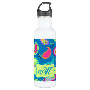 Turquoise Blue Green Modern Paisley Pattern 710 Ml Water Bottle
