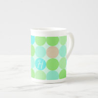 Turquoise Blue Green & Orange Circles Monogram