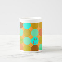 Turquoise Blue Green & Orange Circles Monogram