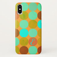 Turquoise Blue Green & Orange Circles Monogram