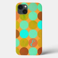 Turquoise Blue Green & Orange Circles Monogram