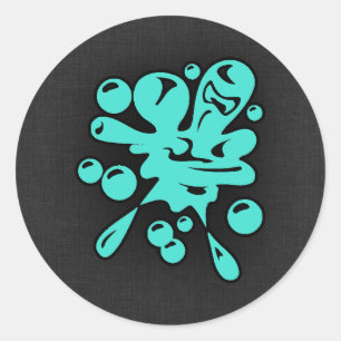 Turquoise; Blue Green Paintball Classic Round Sticker