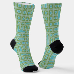 Turquoise Blue Green Pattern Socks