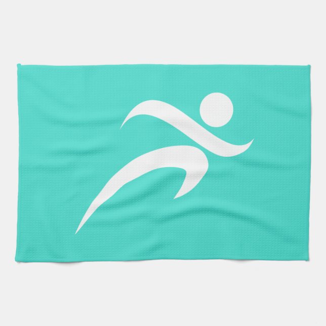 Turquoise; Blue Green Running Tea Towel (Horizontal)