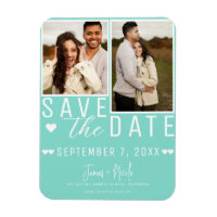 Turquoise Blue Green Save the Date 2 Photo Wedding