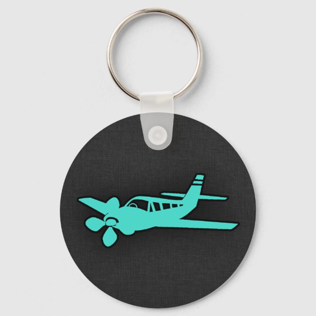 Turquoise; Blue Green Small Aeroplane Key Ring (Front)