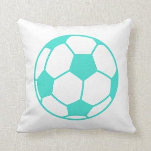 Turquoise; Blue Green Soccer Ball Cushion