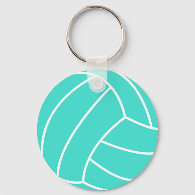 Turquoise; Blue Green Volleyball Key Ring (Front)
