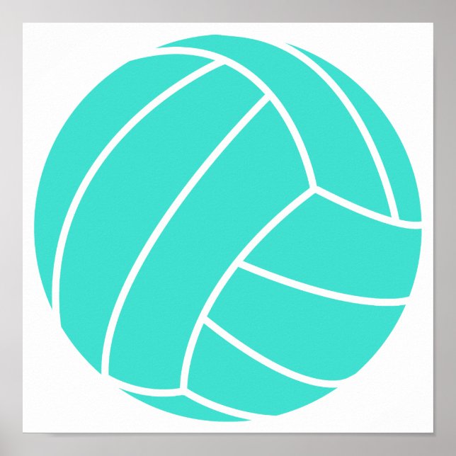 Turquoise; Blue Green Volleyball Poster (Front)