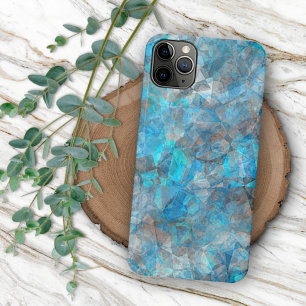 Turquoise Blue Grey Polygon Mosaic Art Pattern Case-Mate iPhone Case