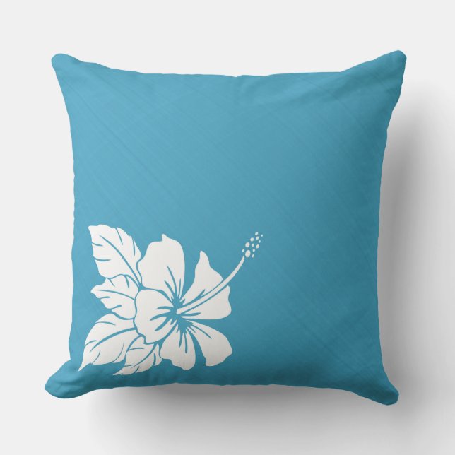 Turquoise Blue Hibiscus Cushion (Front)