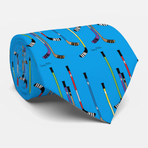 Turquoise Blue Hockey Sticks Tie