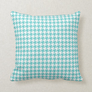 Turquoise blue houndstooth pattern throw pillow