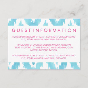 Turquoise Blue Ikat Guest Information Enclosure Card
