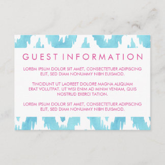 Turquoise Blue Ikat Guest Information Enclosure Card