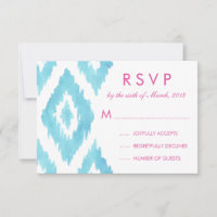 Turquoise Blue Ikat RSVP