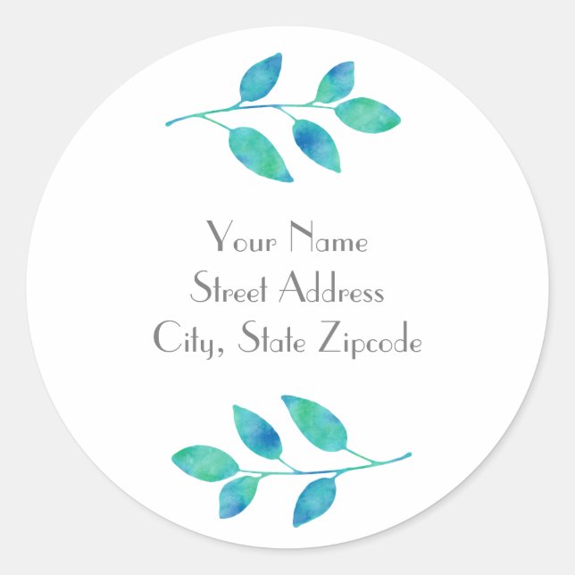 'Turquoise Blue Leaves' Labels (Front)