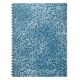 Turquoise Blue Leopard Print Glitter        Notebook