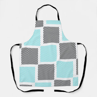 Turquoise Blue Line Squares  Apron