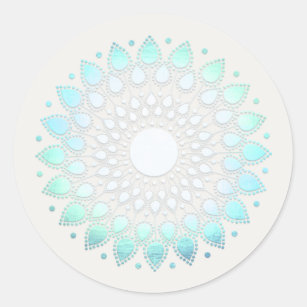 Turquoise Blue Lotus Mandala Spa and Beauty Classic Round Sticker