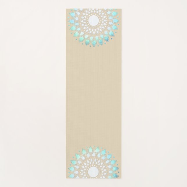 Turquoise Blue Lotus Mandala Yoga Mat (Front)