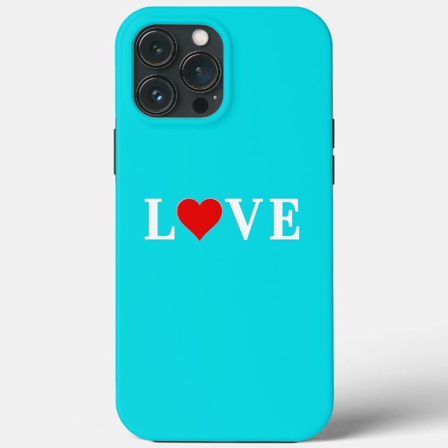 Turquoise Blue LOVE Romantic Elegant Case-Mate iPhone Case (Back)