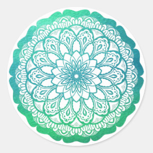Turquoise Blue Mandala Classic Round Sticker