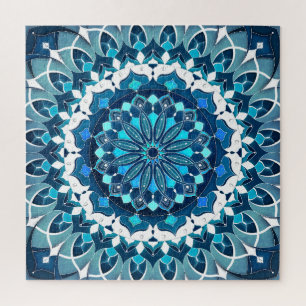 Turquoise Blue Mandala Jigsaw Puzzle